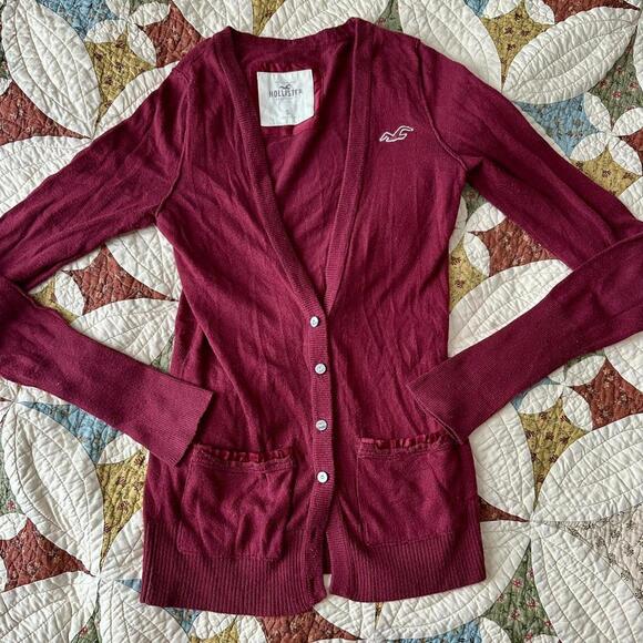 Vintage Y2K burgundy maroon Hollister Co. cardigan Bella swan vibes - Picture 1 of 7